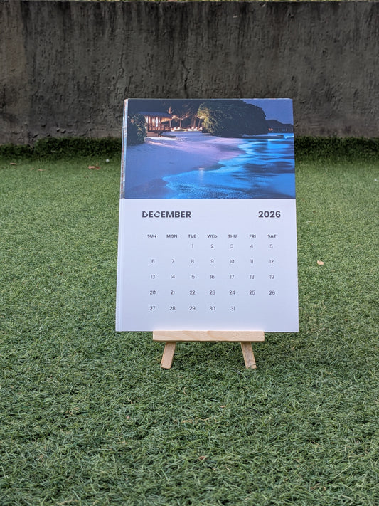 Aesthetic beach and Sunset calendar 2026