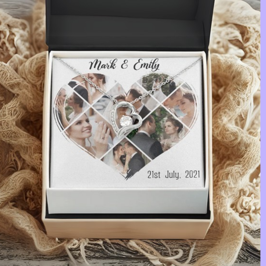 Heart Necklace with Photo Collage Box