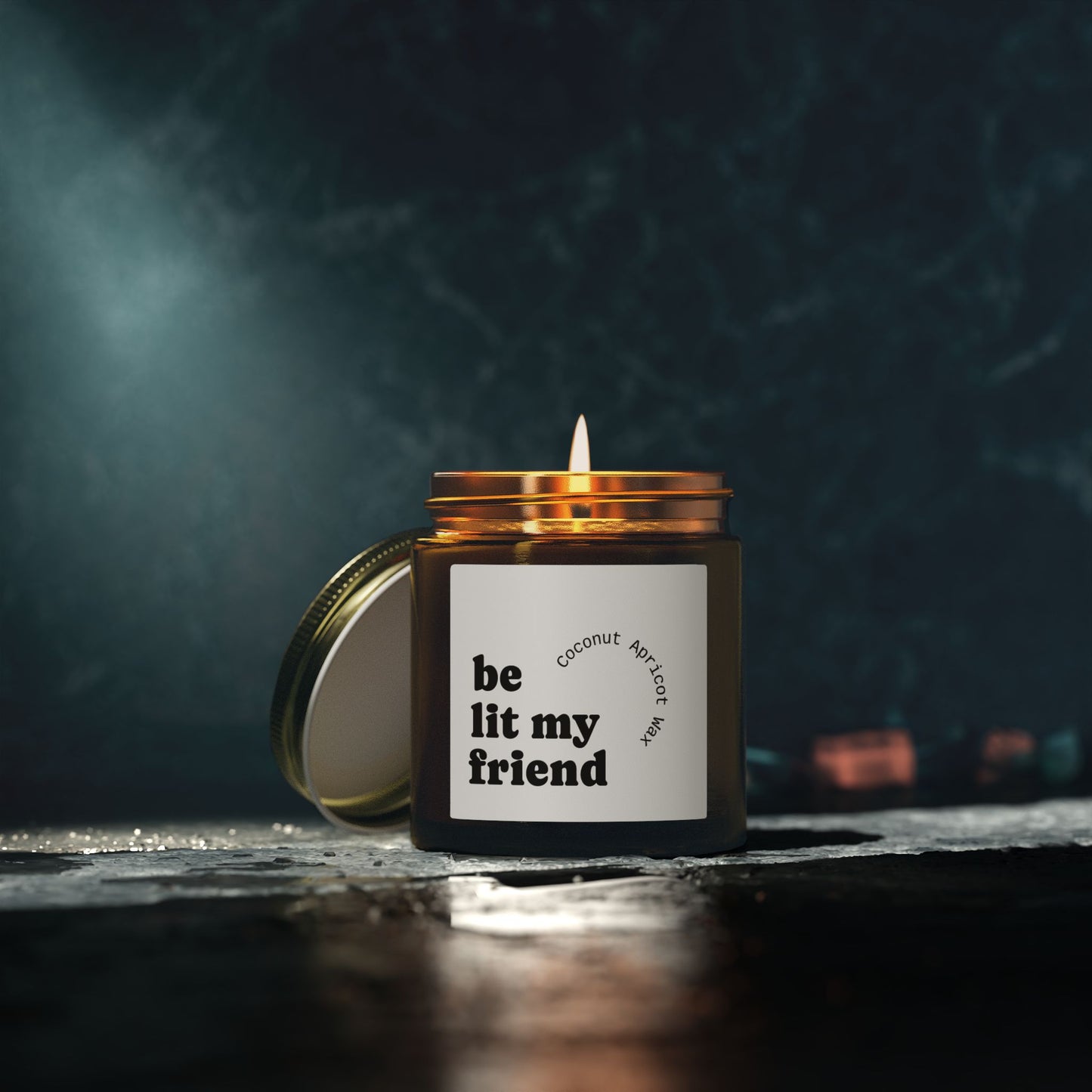 Coconut Apricot Scented Candle (4oz/9oz) — "Be Lit My Friend" Jar