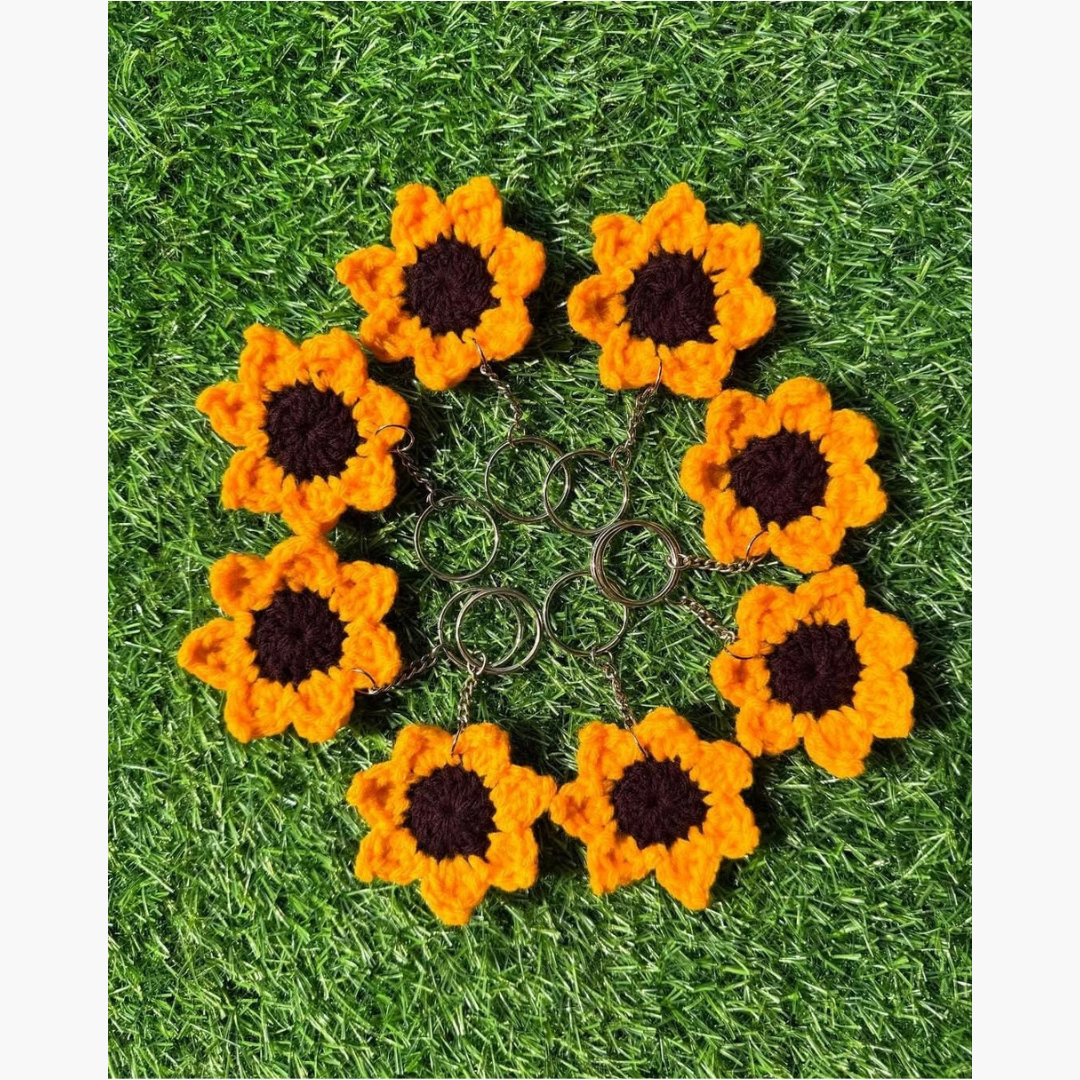 Handmade Crochet Flower Keychain