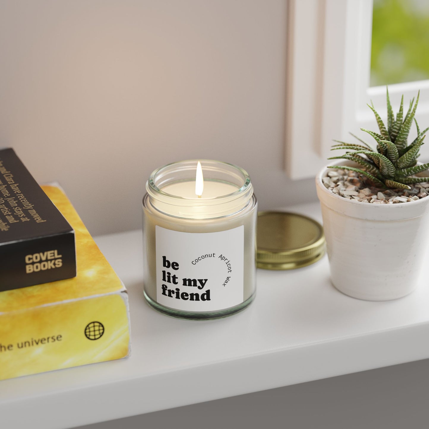 Coconut Apricot Scented Candle (4oz/9oz) — "Be Lit My Friend" Jar