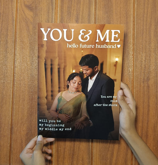 Custom Pre-Wedding Photo Magazine, personalised with your photos and messages. Ideal as a wedding gift, keepsake, or stylish album alternative.