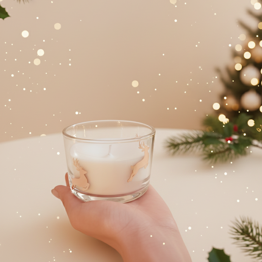 Reindeer Christmas Candle – Vanilla Scented Festive Candle in Glass Jar