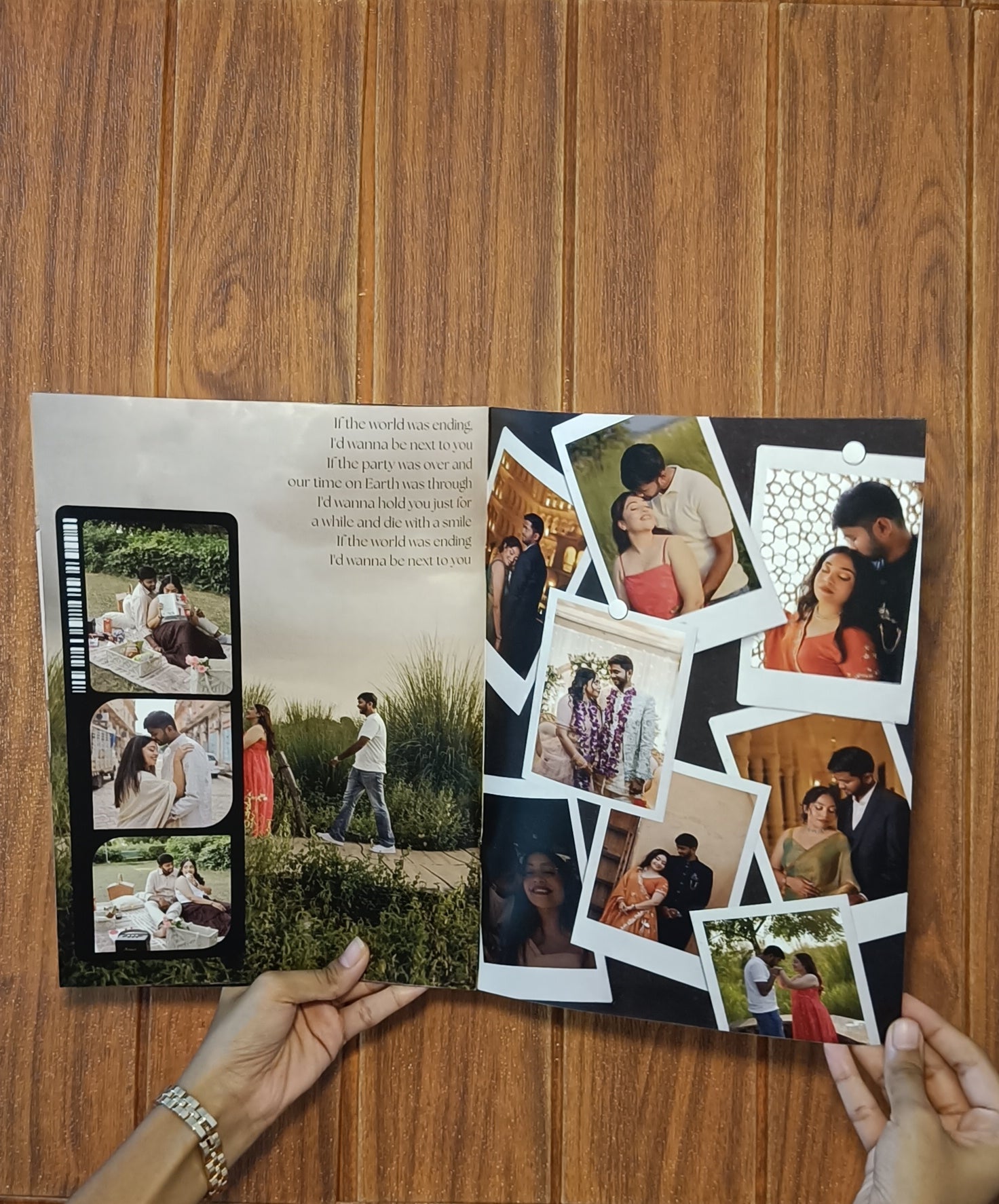 Custom Pre-Wedding Photo Magazine, personalised with your photos and messages. Ideal as a wedding gift, keepsake, or stylish album alternative.
