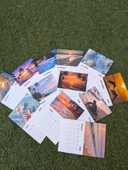 Aesthetic beach and Sunset calendar 2026 