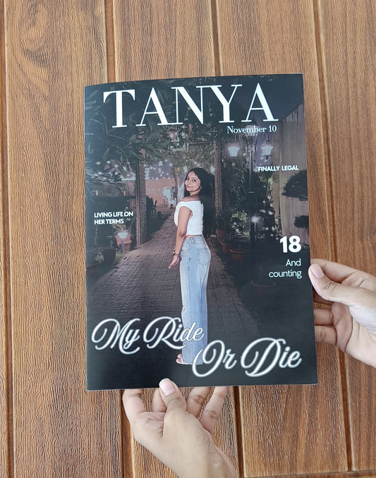 Custom Birthday Magazine with 15–20 photos and personalised messages. Perfect for milestone birthdays, friends, partners, and memorable keepsakes.